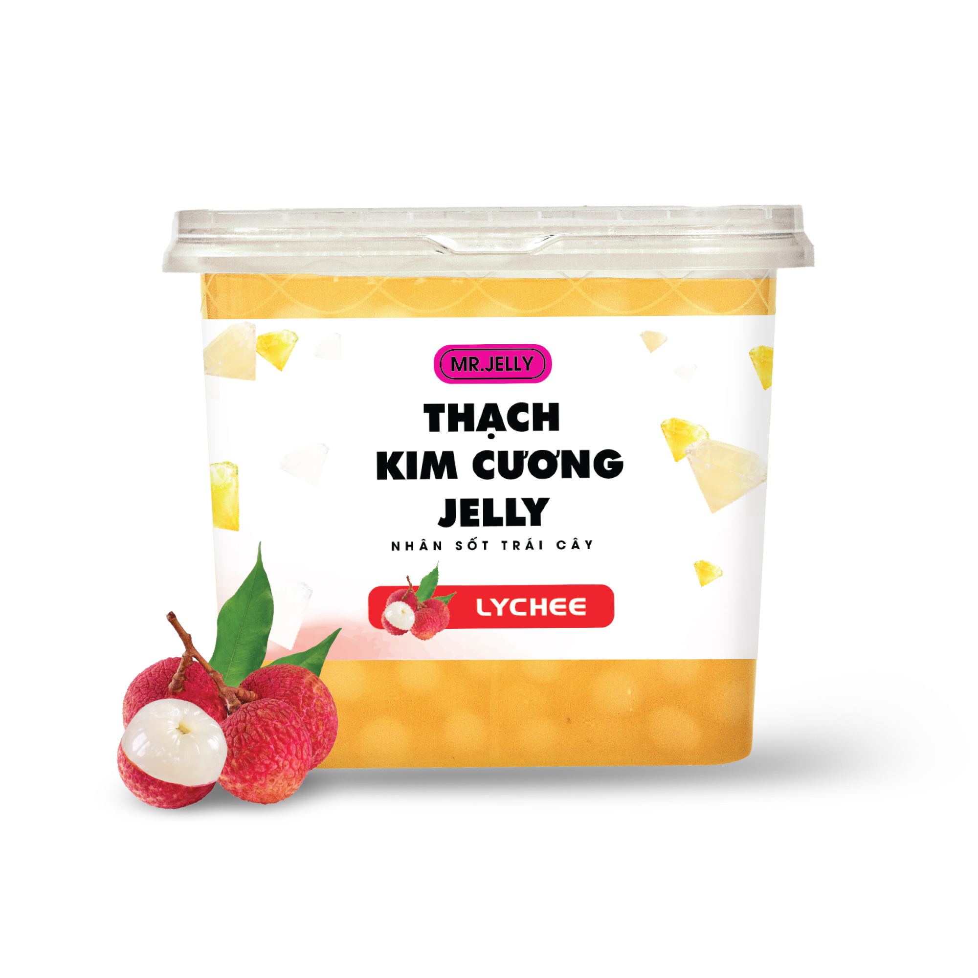 Thạch Kim Cương Jelly Nhân Sốt Trái Cây Vị Vải