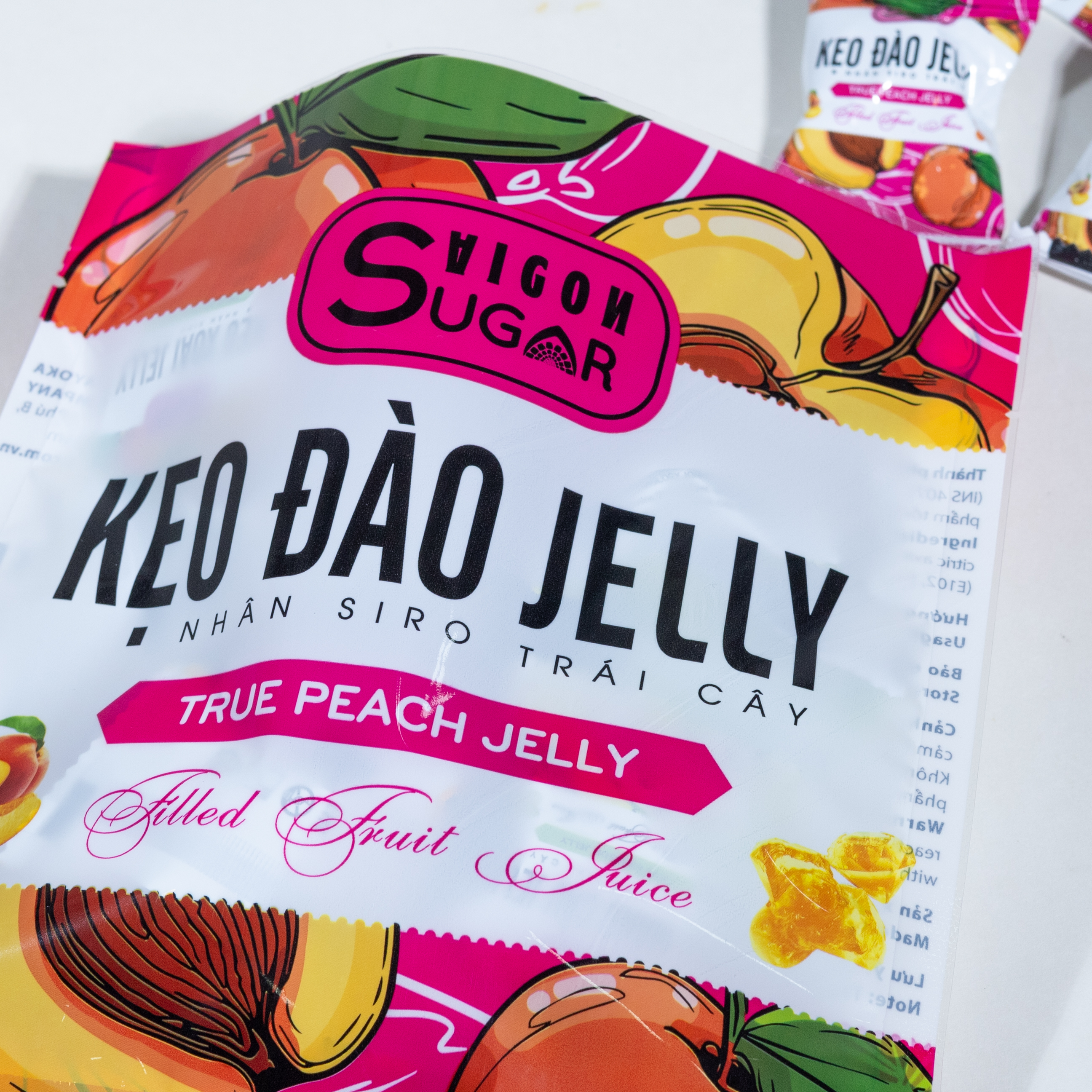 Kẹo Đào Jelly Nhân Si Rô Trái Cây
