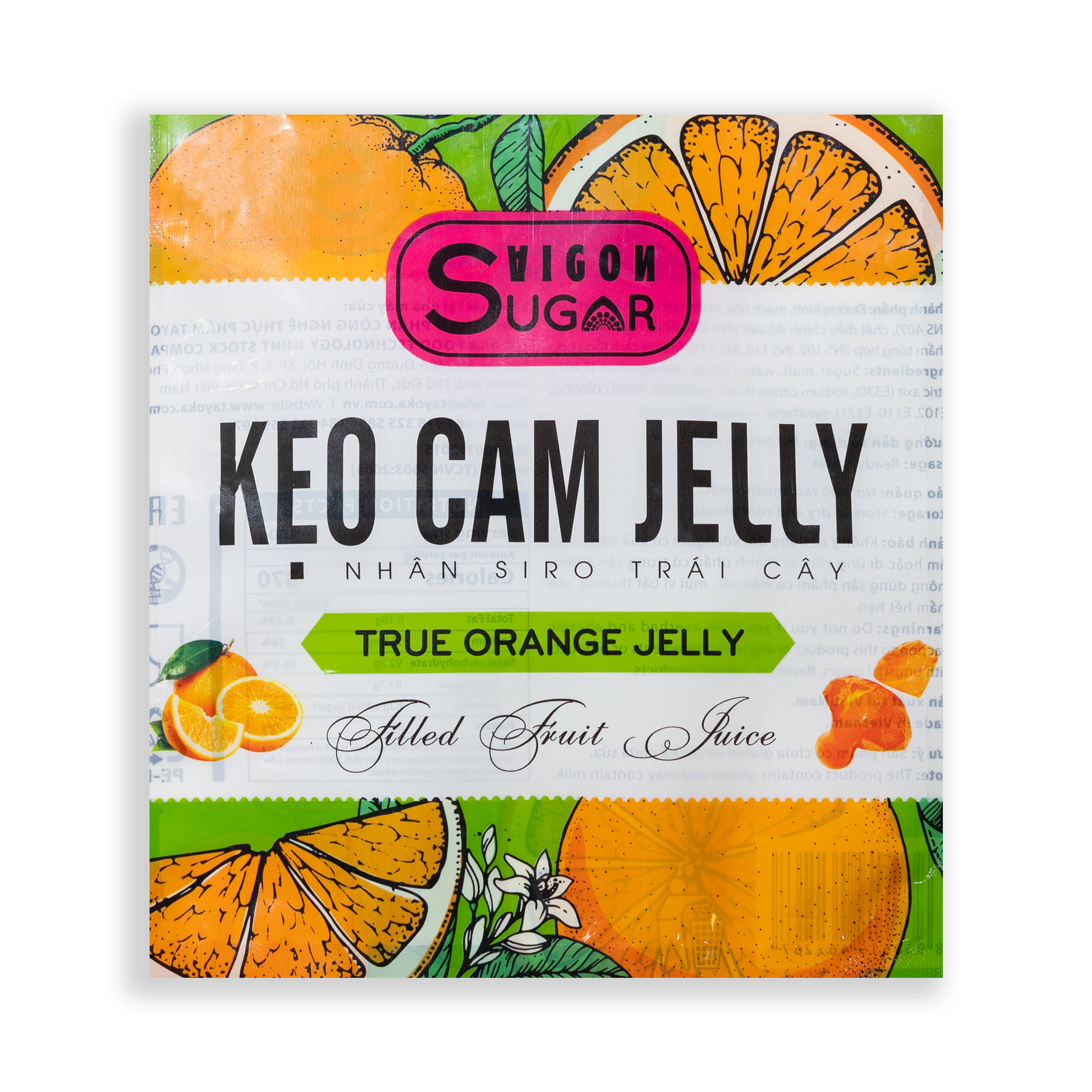 Kẹo Cam Jelly Nhân Si Rô Trái Cây