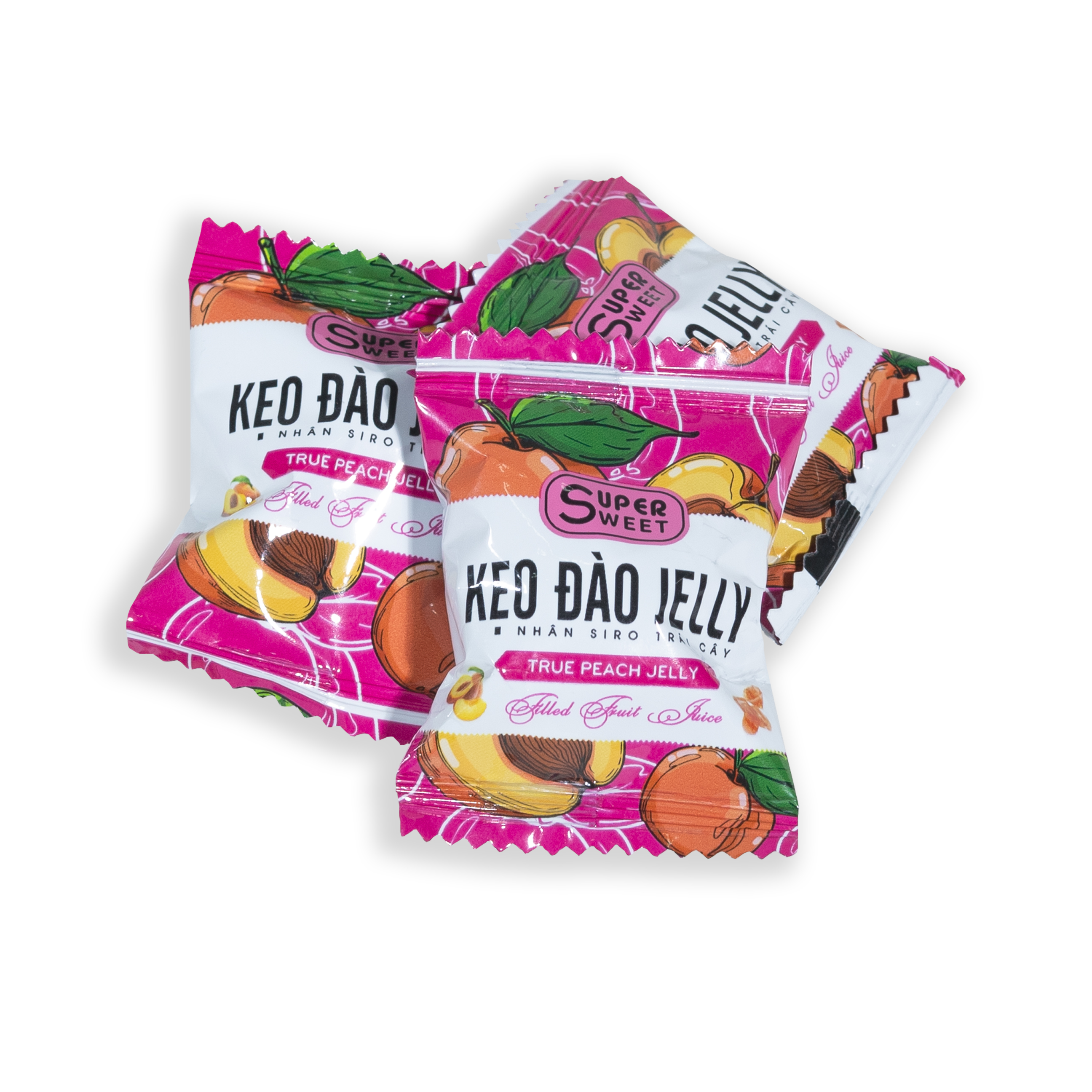 Kẹo Đào Jelly Nhân Si Rô Trái Cây